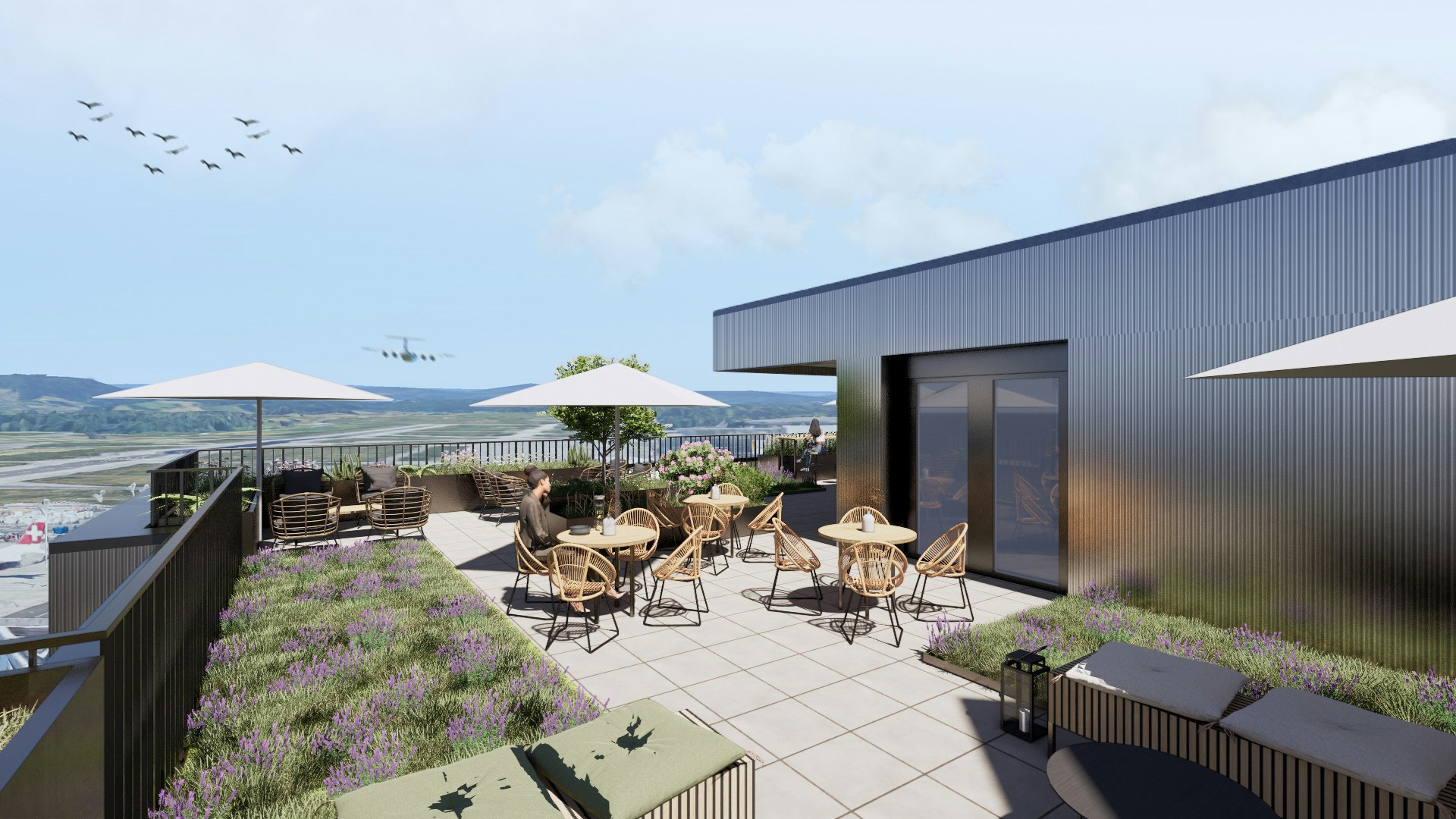 500 m2 de bureaux neufs et climatisés avec vue directe sur le trafic aérien