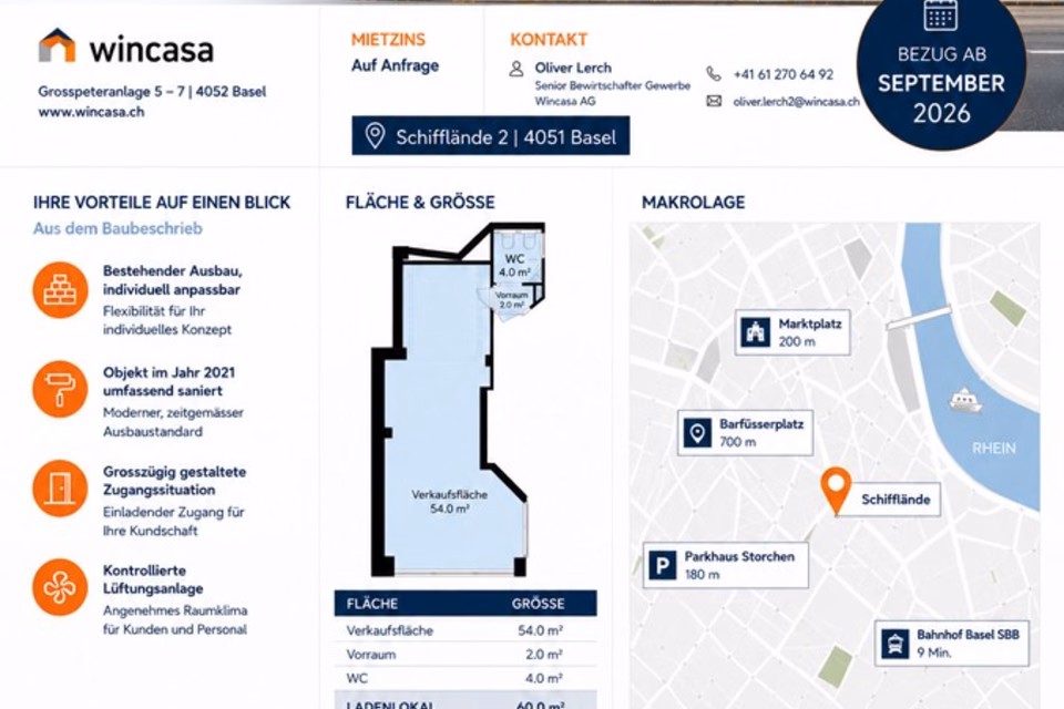 Modernes Geschäftslokal  – Zentrale Lage an der Schifflände Basel, Schifflände, 4051 Basel, Basel-City, CH